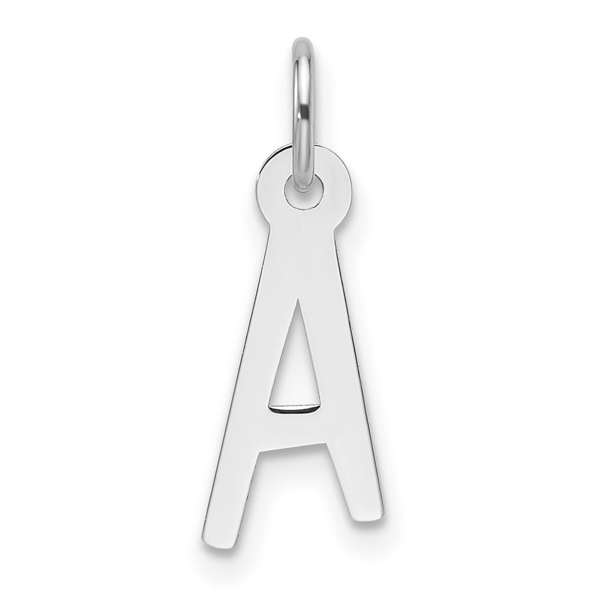 14k White Gold Initial A Pendant Charm, Polished Letter Monogram Jewelry for Women