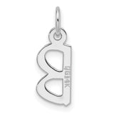 14k White Gold Letter B Pendant Charm, Modern Alphabet Jewelry for Women or Unisex Wear