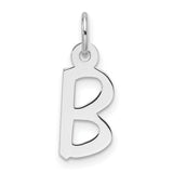 14k White Gold Letter B Pendant Charm, Modern Alphabet Jewelry for Women or Unisex Wear