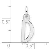 14k White Gold Initial D Pendant, Polished Block Letter Charm, Modern Minimalist Style