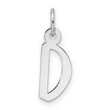 14k White Gold Initial D Pendant, Polished Block Letter Charm, Modern Minimalist Style