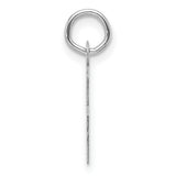 14k White Gold Letter F Pendant, Polished Block Monogram Charm for Women