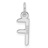14k White Gold Letter F Pendant, Polished Block Monogram Charm for Women