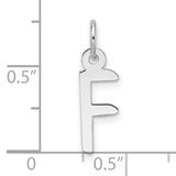 14k White Gold Letter F Pendant, Polished Block Monogram Charm for Women
