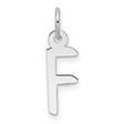 14k White Gold Letter F Pendant, Polished Block Monogram Charm for Women