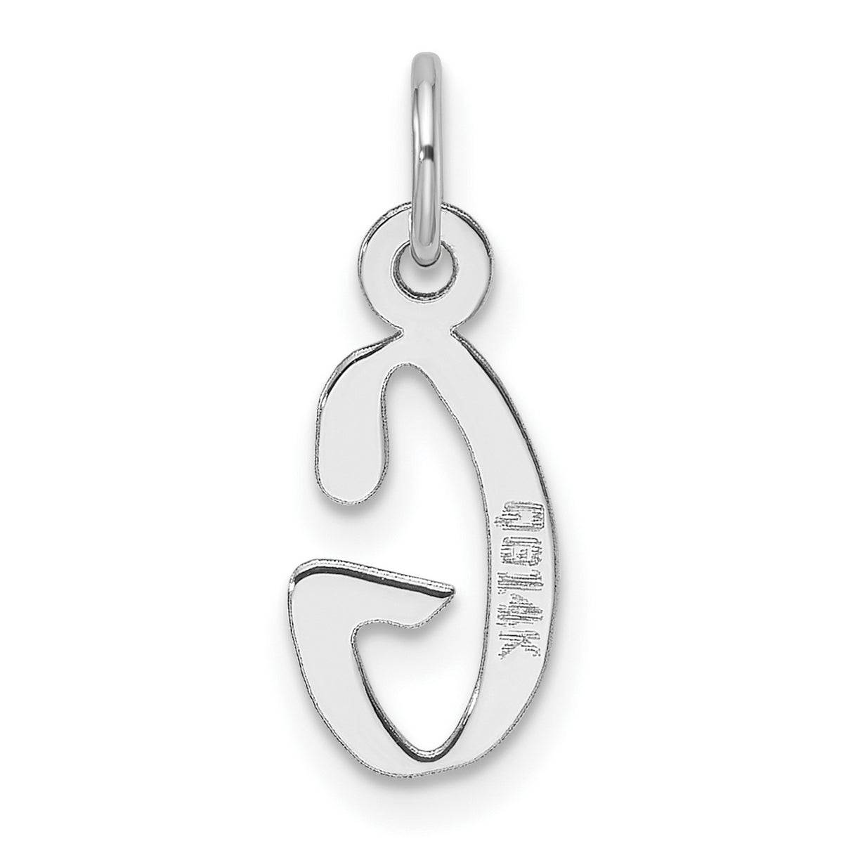 14k White Gold Initial G Pendant, Script Letter Charm with Polished Finish for Women or Unisex Wear