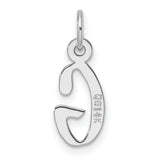 14k White Gold Initial G Pendant, Script Letter Charm with Polished Finish for Women or Unisex Wear