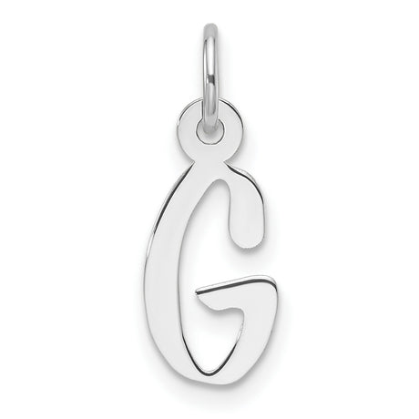 14k White Gold Initial G Pendant, Script Letter Charm with Polished Finish for Women or Unisex Wear