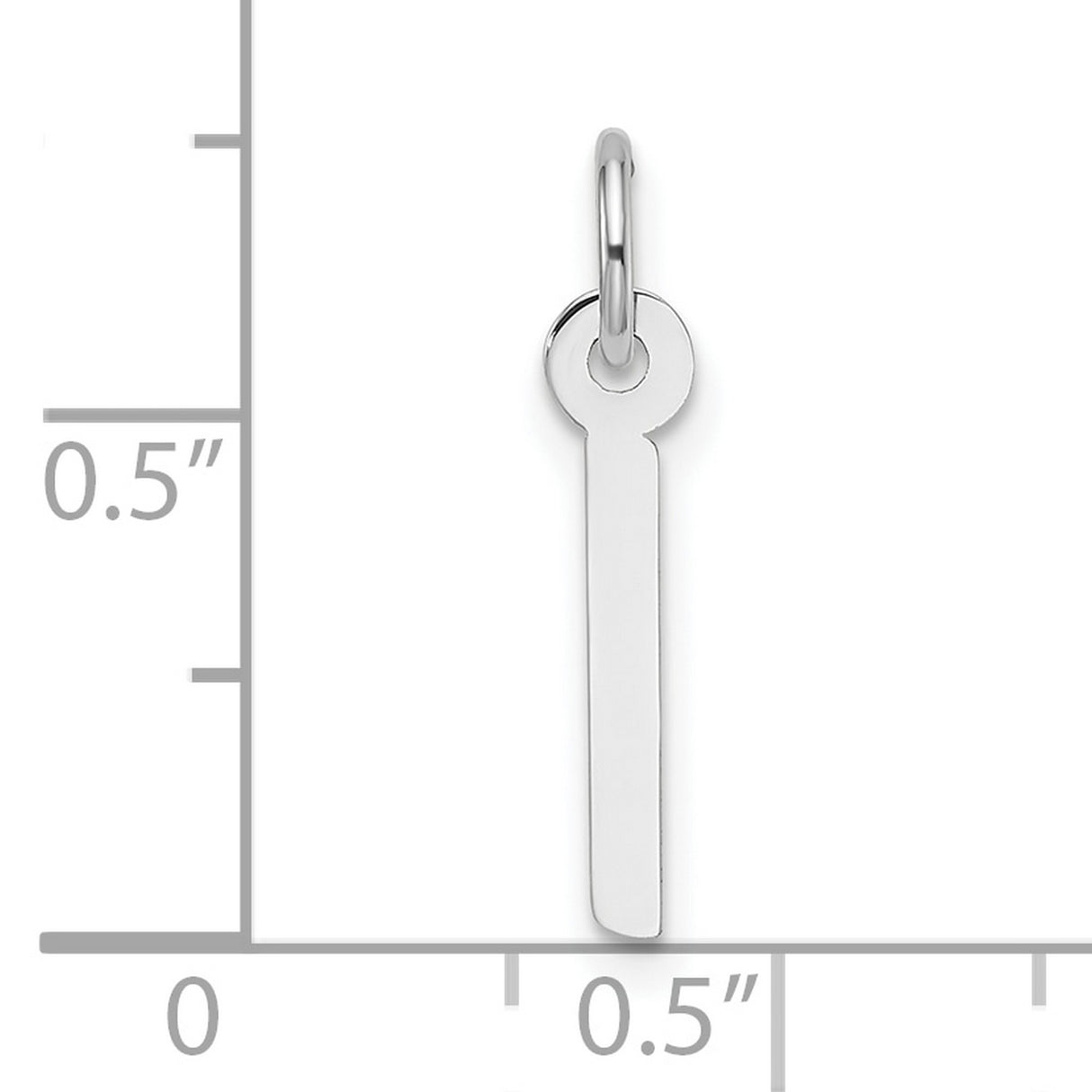 14k White Gold Bar Pendant, Slim Vertical Design, Polished Finish, Engraving Ready