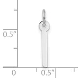 14k White Gold Bar Pendant, Slim Vertical Design, Polished Finish, Engraving Ready