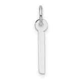 14k White Gold Bar Pendant, Slim Vertical Design, Polished Finish, Engraving Ready