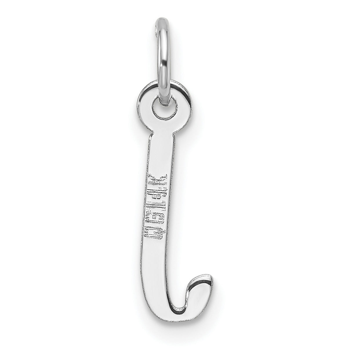 14k White Gold Initial Pendant, Polished Block Letter J Charm, Minimal Alphabet Jewelry