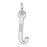 14k White Gold Initial Pendant, Polished Block Letter J Charm, Minimal Alphabet Jewelry