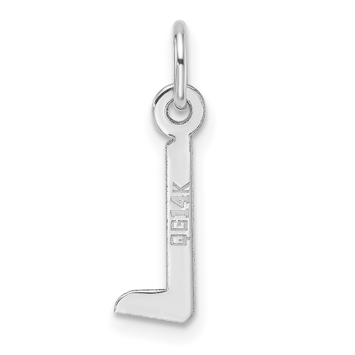 14k White Gold Letter L Pendant, Minimalist Initial Charm, Unisex Monogram Jewelry