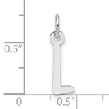 14k White Gold Letter L Pendant, Minimalist Initial Charm, Unisex Monogram Jewelry
