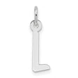 14k White Gold Letter L Pendant, Minimalist Initial Charm, Unisex Monogram Jewelry
