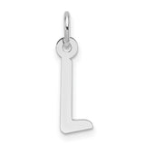 14k White Gold Letter L Pendant, Minimalist Initial Charm, Unisex Monogram Jewelry