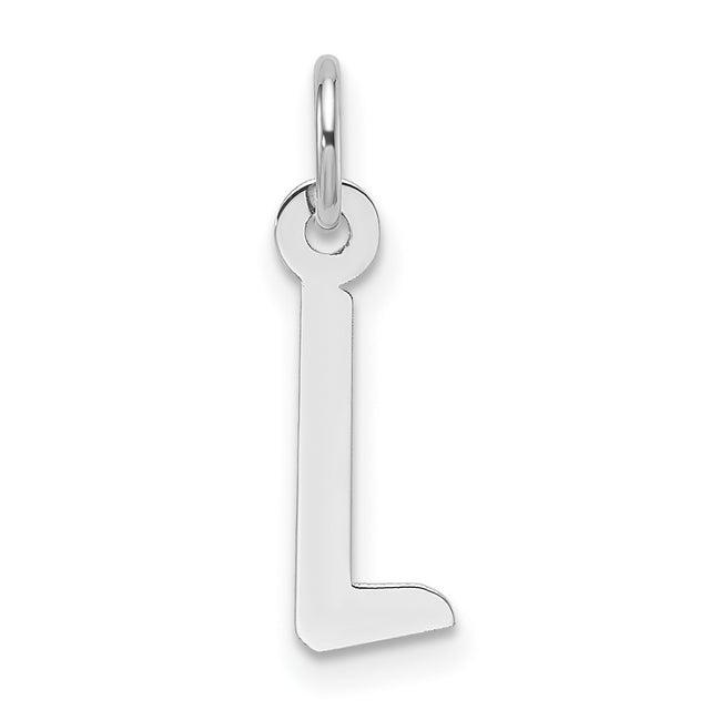 14k White Gold Letter L Pendant, Minimalist Initial Charm, Unisex Monogram Jewelry