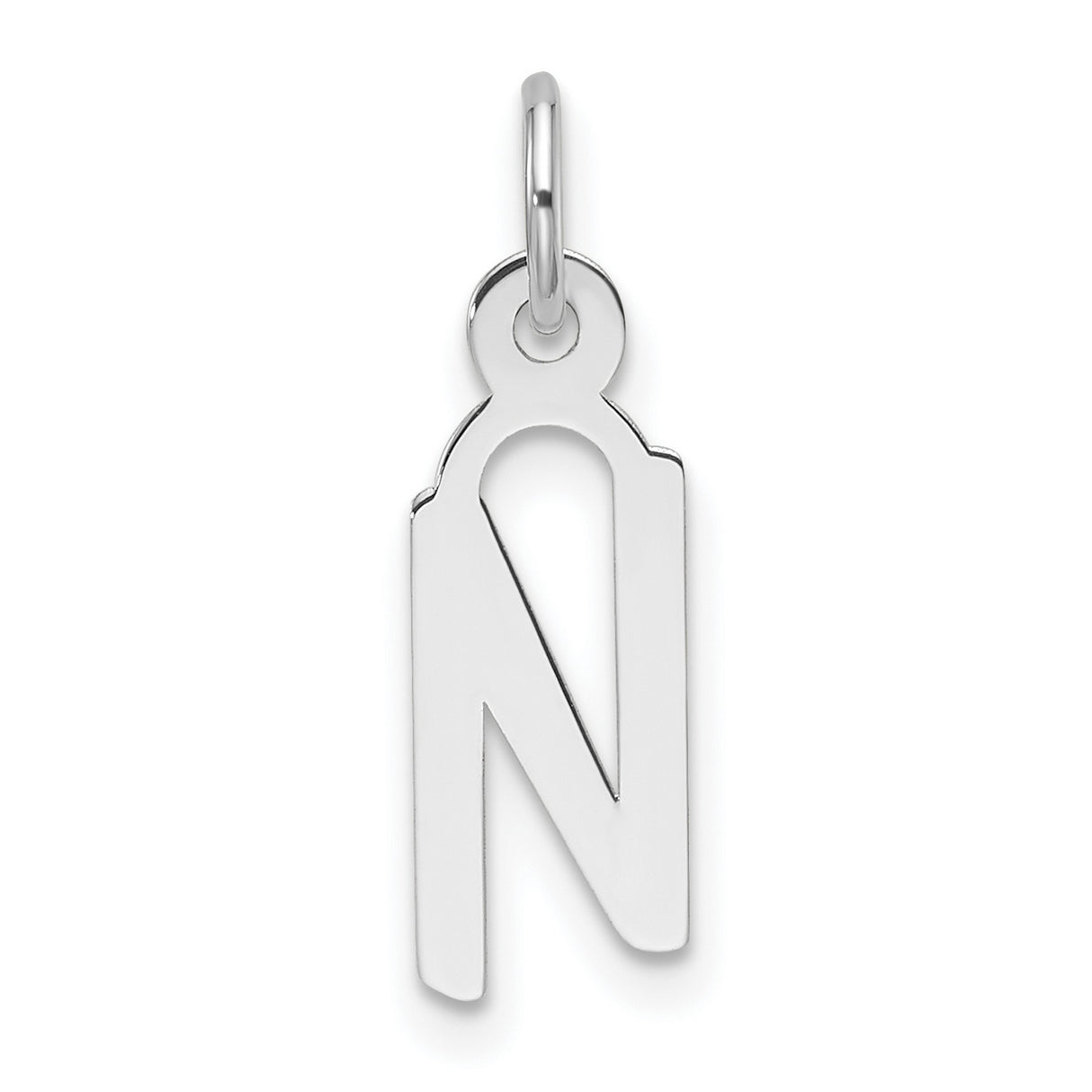 14k White Gold Nazarene Pendant with Arabic Nun Symbol, Unisex Religious Charm