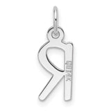 14k White Gold Initial R Pendant Charm, Polished Block Letter Jewelry for Women or Unisex Use