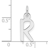 14k White Gold Initial R Pendant Charm, Polished Block Letter Jewelry for Women or Unisex Use