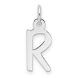 14k White Gold Initial R Pendant Charm, Polished Block Letter Jewelry for Women or Unisex Use