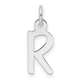 14k White Gold Initial R Pendant Charm, Polished Block Letter Jewelry for Women or Unisex Use
