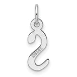 14k White Gold Script Initial Pendant, Polished Cursive Letter S Charm for Women