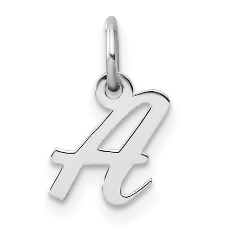 14k White Gold Script Letter A Pendant Charm, Solid Gold Alphabet Jewelry for Women