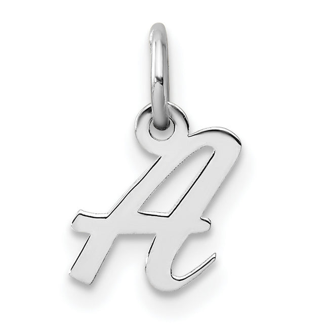 14k White Gold Script Letter A Pendant Charm, Solid Gold Alphabet Jewelry for Women