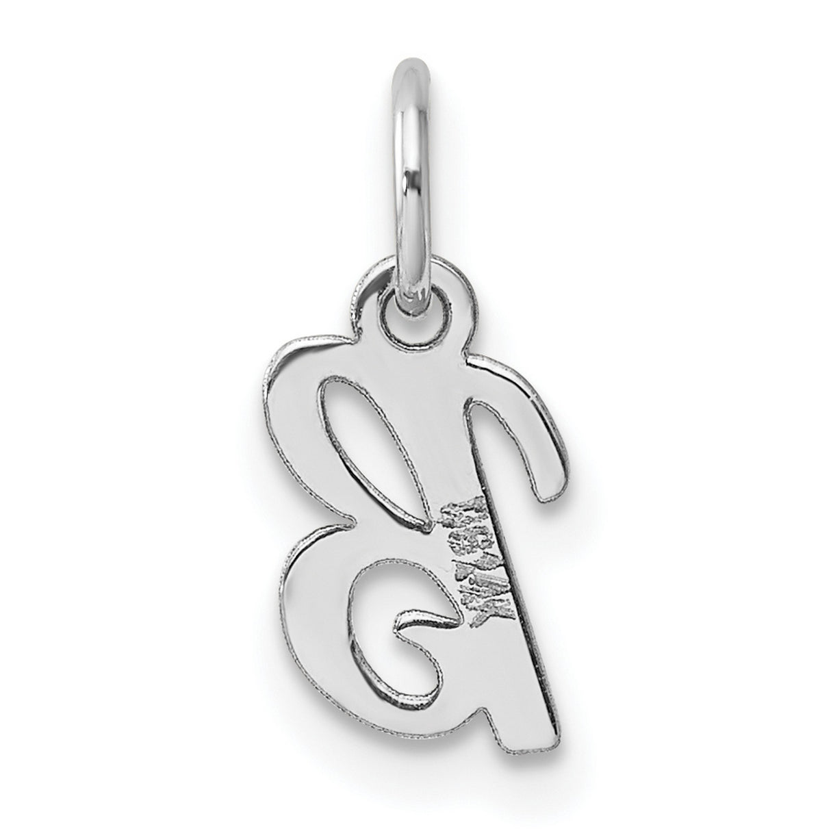 14k White Gold Script Initial B Pendant, Cursive Letter Charm for Women