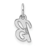 14k White Gold Script Initial B Pendant, Cursive Letter Charm for Women