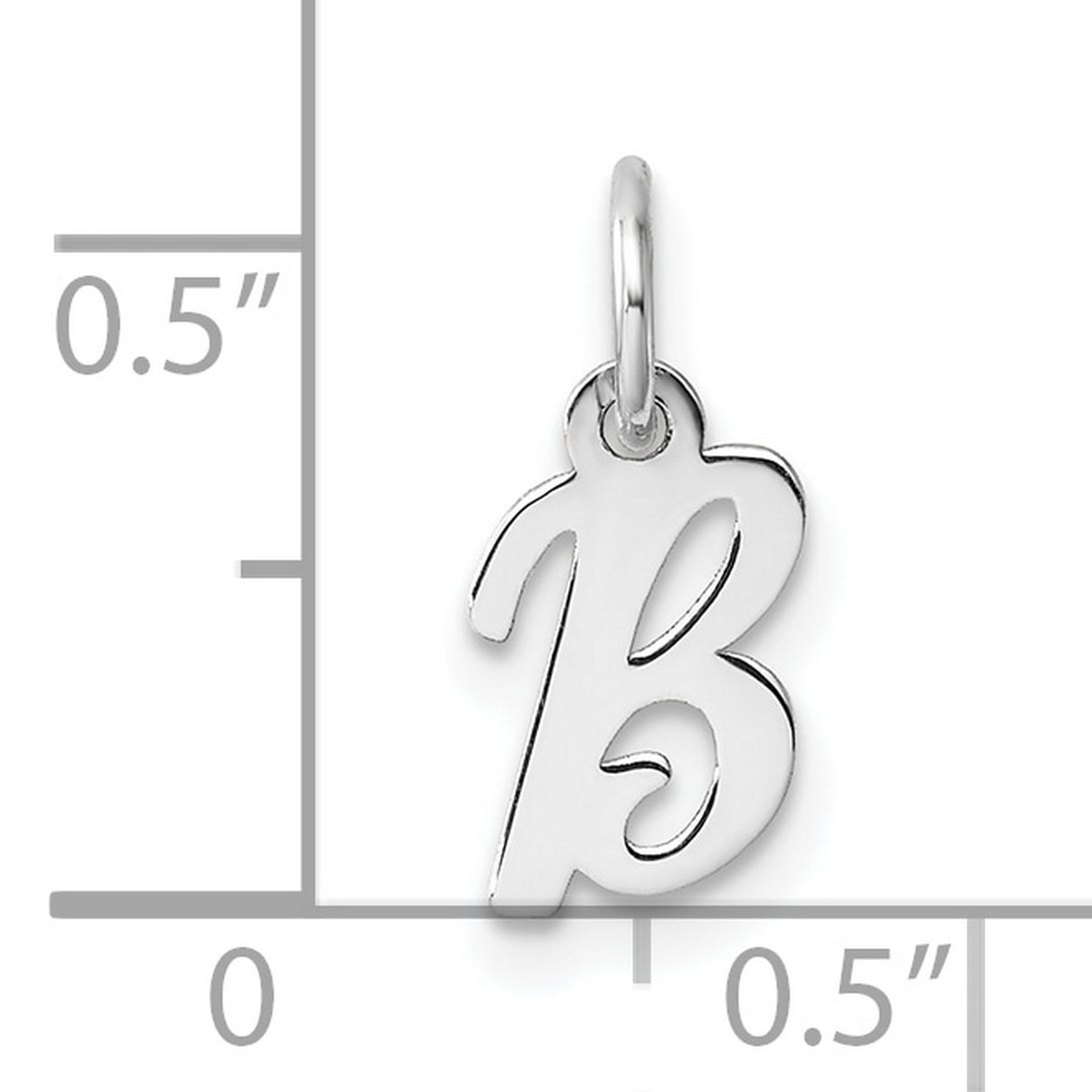 14k White Gold Script Initial B Pendant, Cursive Letter Charm for Women