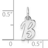 14k White Gold Script Initial B Pendant, Cursive Letter Charm for Women