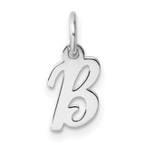 14k White Gold Script Initial B Pendant, Cursive Letter Charm for Women