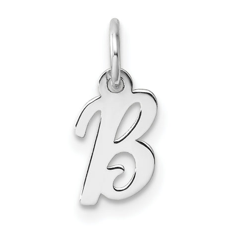 14k White Gold Script Initial B Pendant, Cursive Letter Charm for Women