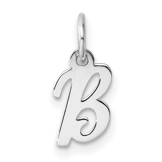 14k White Gold Script Initial B Pendant, Cursive Letter Charm for Women