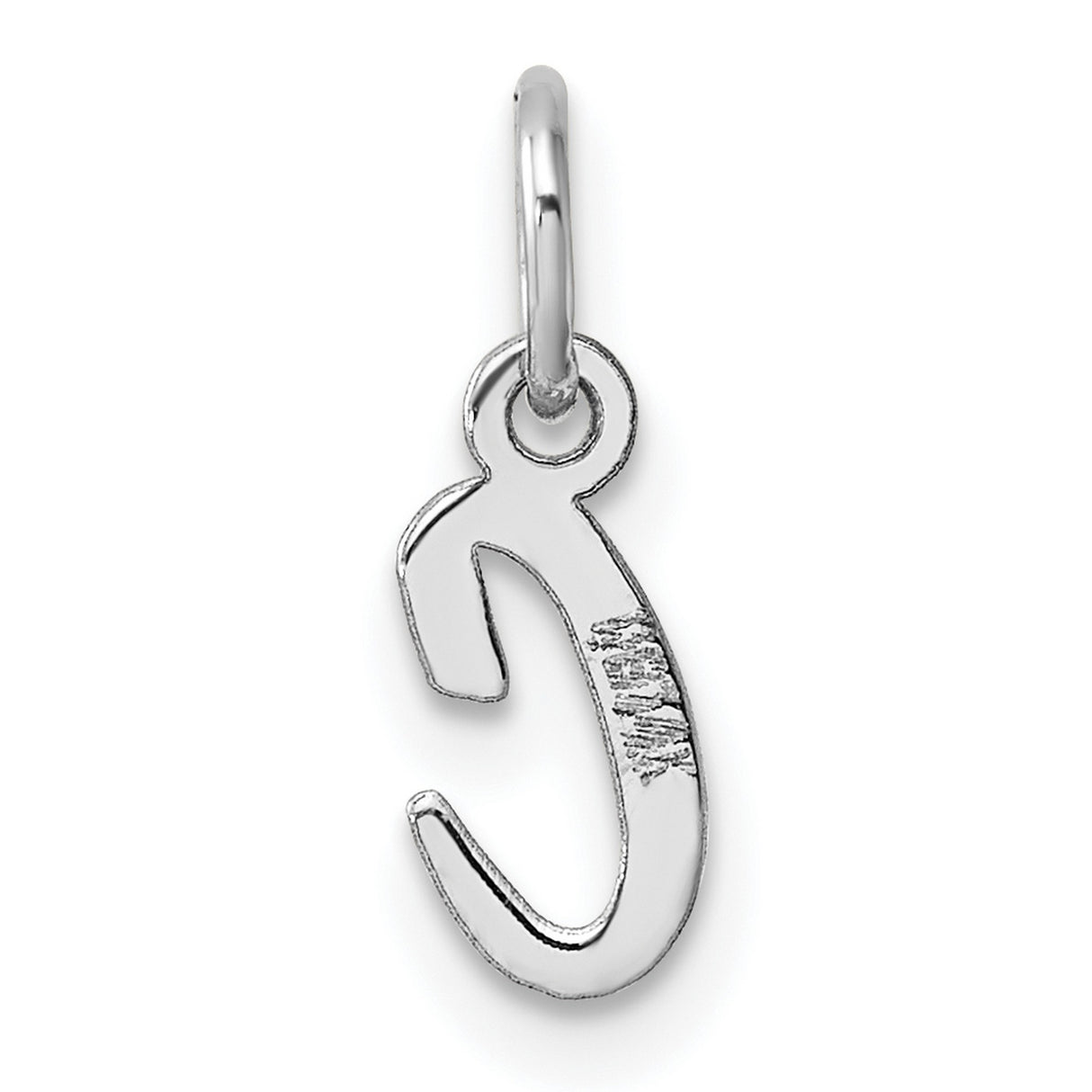 14k White Gold Script Initial C Pendant Charm, Polished Letter Monogram Jewelry