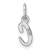14k White Gold Script Initial C Pendant Charm, Polished Letter Monogram Jewelry