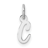 14k White Gold Script Initial C Pendant Charm, Polished Letter Monogram Jewelry