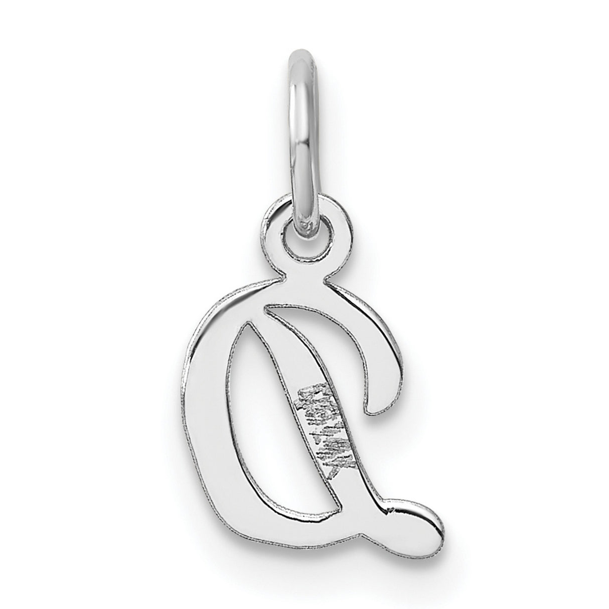 14k White Gold Initial D Pendant, Polished Script Letter Charm for Women