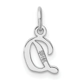 14k White Gold Initial D Pendant, Polished Script Letter Charm for Women