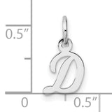 14k White Gold Initial D Pendant, Polished Script Letter Charm for Women