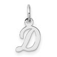 14k White Gold Initial D Pendant, Polished Script Letter Charm for Women