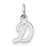 14k White Gold Initial D Pendant, Polished Script Letter Charm for Women