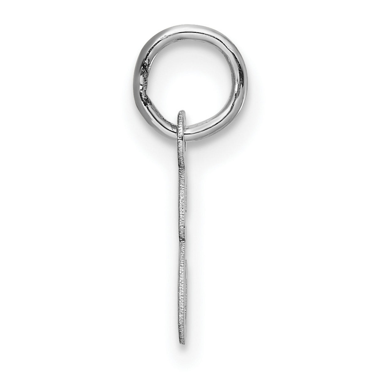 Small Script Letter E Initial Charm Pendant in Real 14k White Gold
