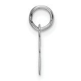 Small Script Letter E Initial Charm Pendant in Real 14k White Gold