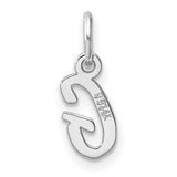 14k White Gold Initial G Pendant Charm, Polished Script Letter Design