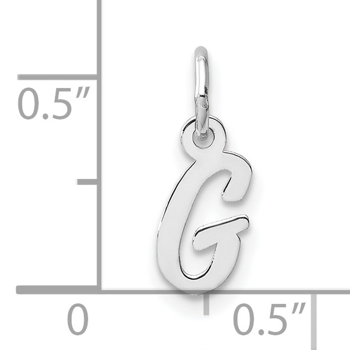 14k White Gold Initial G Pendant Charm, Polished Script Letter Design