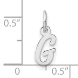 14k White Gold Initial G Pendant Charm, Polished Script Letter Design
